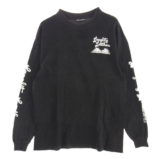 LANGLITZ LEATHERS ラングリッツレザーズ PRINT TEE LS プリント 長袖 Tシャツ 黒系 ブラック系 L【中古】