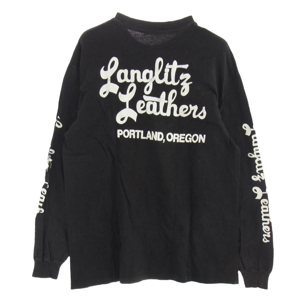 LANGLITZ LEATHERS ラングリッツレザーズ PRINT TEE LS プリント 長袖 Tシャツ 黒系 ブラック系 L【中古】