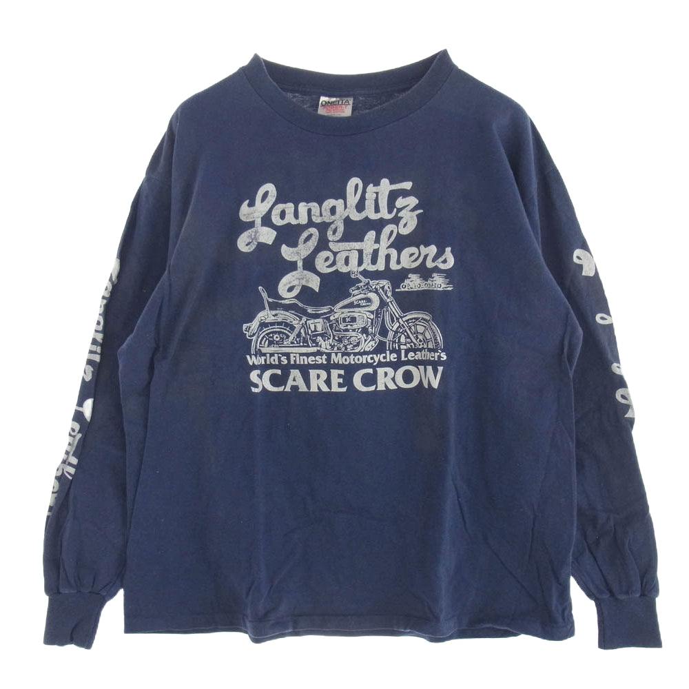 LANGLITZ LEATHERS ラングリッツレザーズ PRINT TEE LS プリント 長袖 Tシャツ ネイビー系 ネイビー系 L【中古】