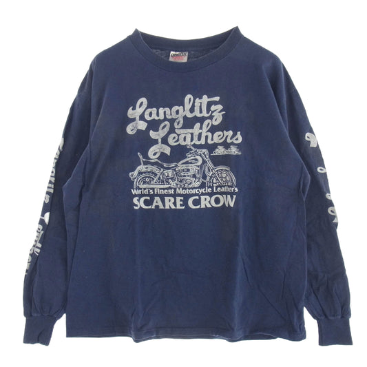 LANGLITZ LEATHERS ラングリッツレザーズ PRINT TEE LS プリント 長袖 Tシャツ ネイビー系 ネイビー系 L【中古】