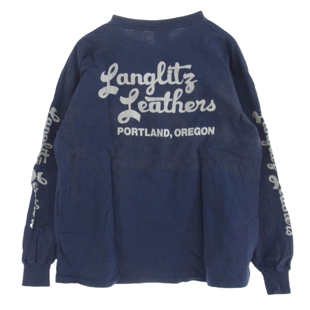 LANGLITZ LEATHERS ラングリッツレザーズ PRINT TEE LS プリント 長袖 Tシャツ ネイビー系 ネイビー系 L【中古】