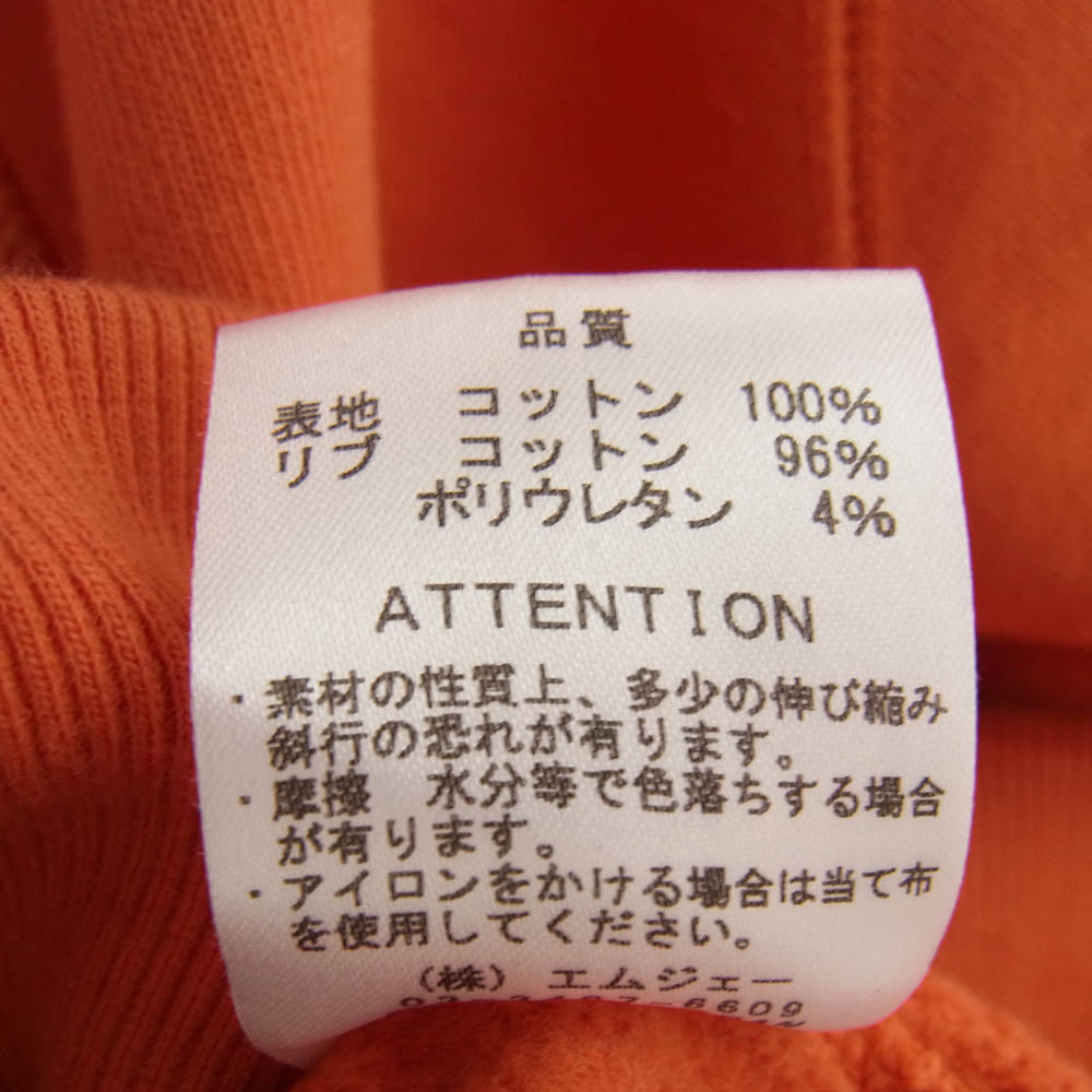 ROTTWEILER ロットワイラー 19AW RW-M9A-05029 後染め ジップアップ フルジップ パーカー オレンジ系 L【中古】
