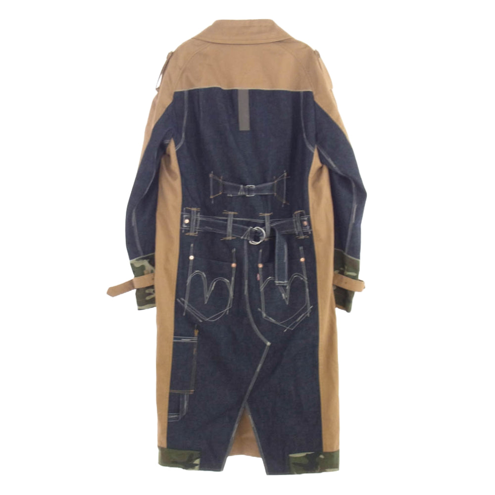 JUNYA WATANABE COMME des GARCONS MAN ジュンヤワタナベコムデギャルソンマン 22AW WJ-C902 LEVIS リーバイス Ｗネーム AD2022 デニム切替 再構築 トレンチコート ブラウン系 M【中古】