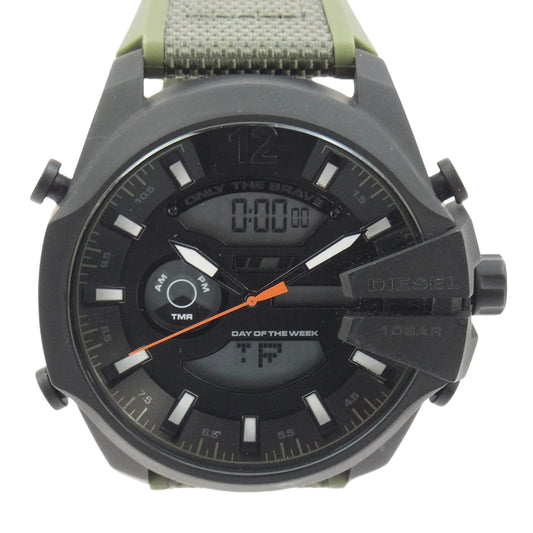 DIESEL ディーゼル DZ-4549 MEGA CHIEF メガ チーフ 51mm クオーツ アナログ デジタル アナデジ 腕時計 ウォッチ ブラック系 モスグリーン系【中古】