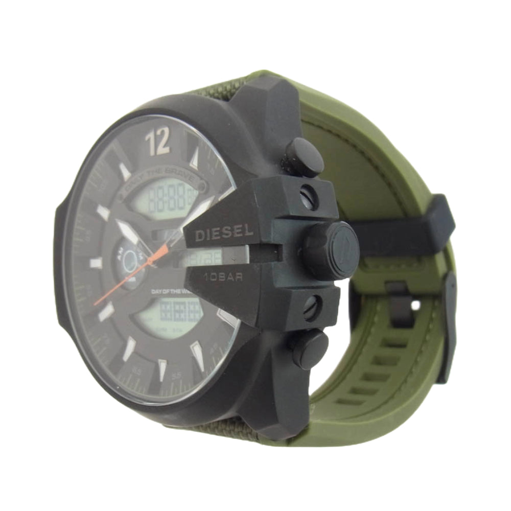DIESEL ディーゼル DZ-4549 MEGA CHIEF メガ チーフ 51mm クオーツ アナログ デジタル アナデジ 腕時計 ウォッチ ブラック系 モスグリーン系【中古】