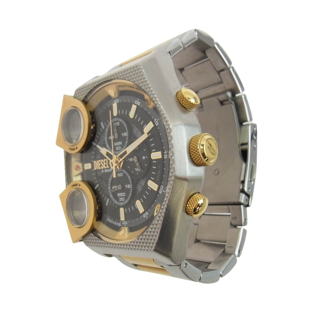 DIESEL ディーゼル DZ-7476 Mens 51mm Sideshow Quartz Stainless Steel Chronograph Watch Color SilverGold Model ミネ サイドショー クォーツ クロノグラフ ウォッチ 時計 ゴールド系 シルバー系【中古】