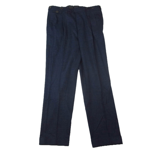 ピーティートリノ チェック ウール ダブル スラックス パンツ ネイビー系 50【中古】