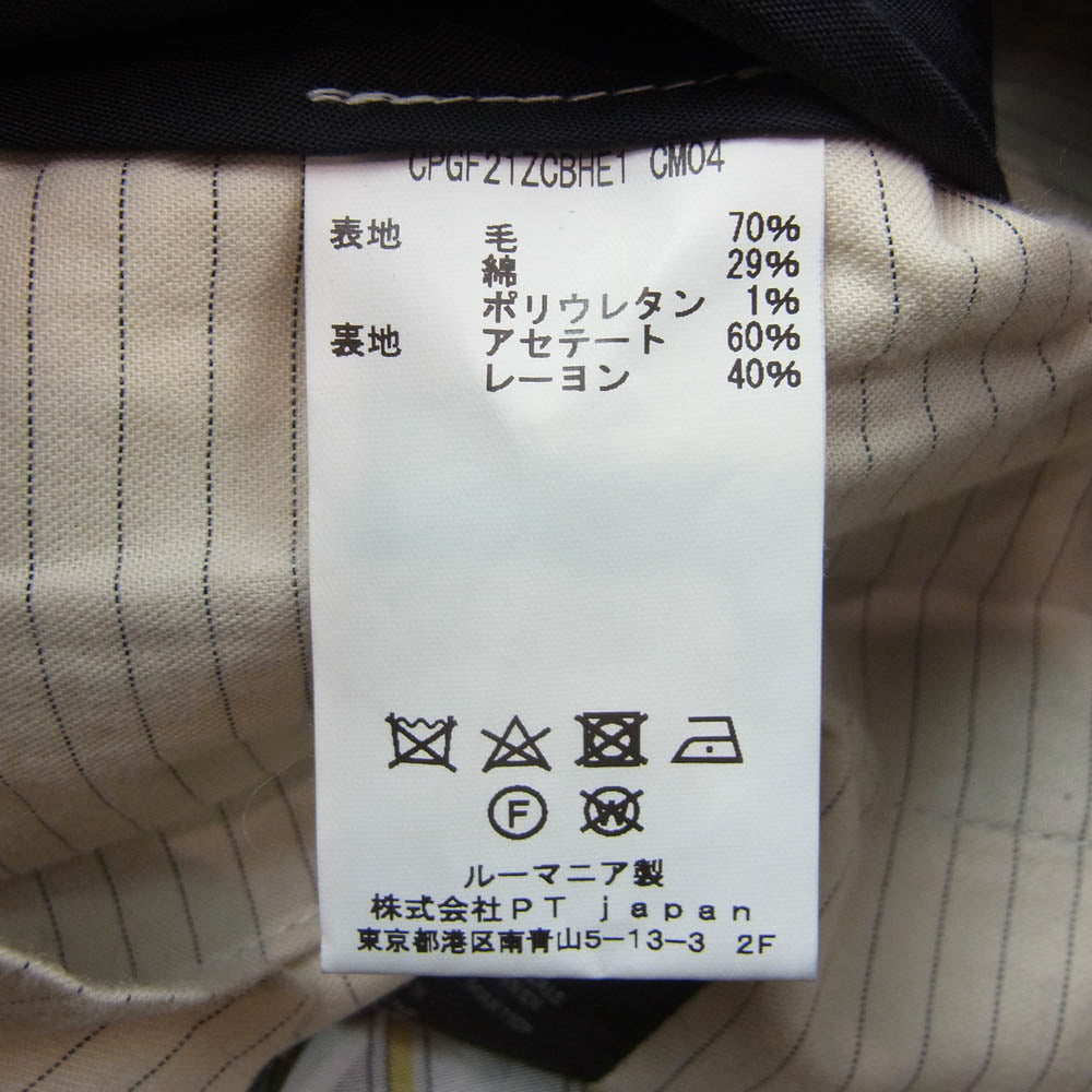 ピーティートリノ チェック ウール ダブル スラックス パンツ ネイビー系 50【中古】