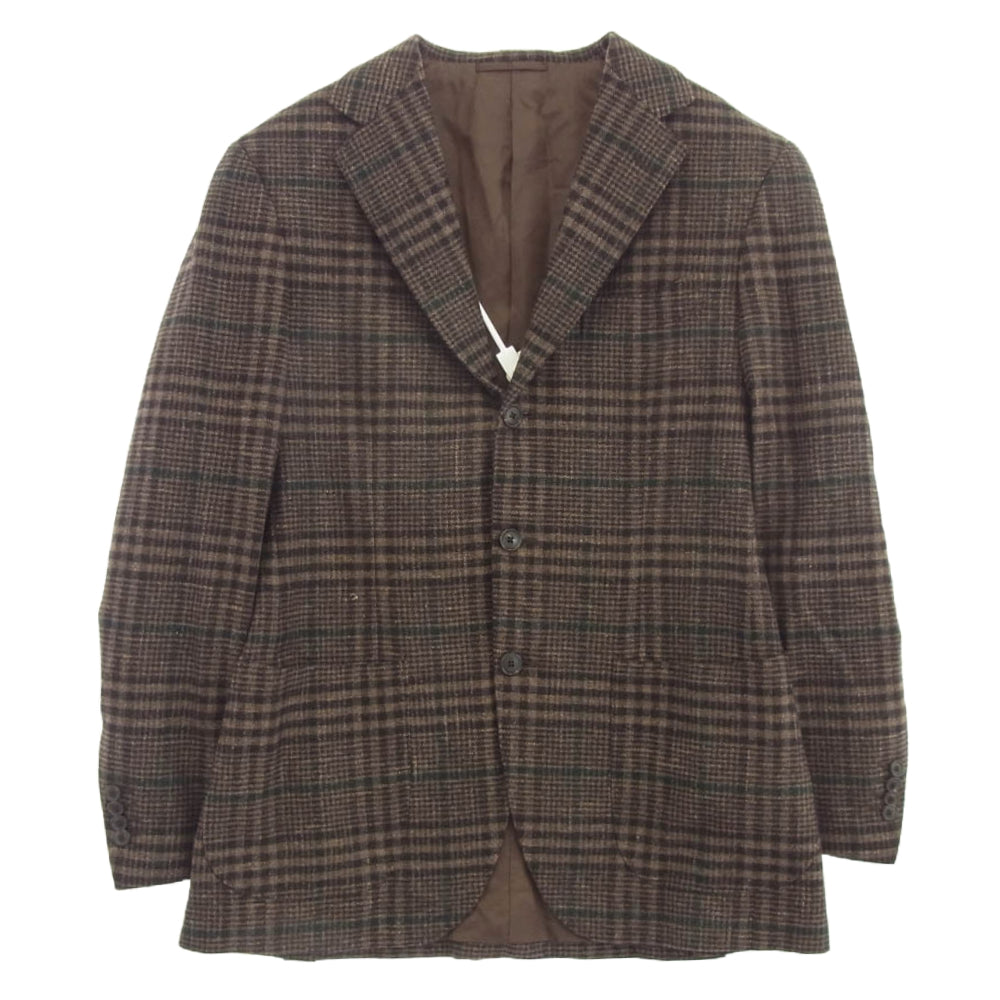 BEAMS ビームス custom tailor カスタムテーラー 3B シングル チェック テーラード ジャケット ブラウン系【中古】