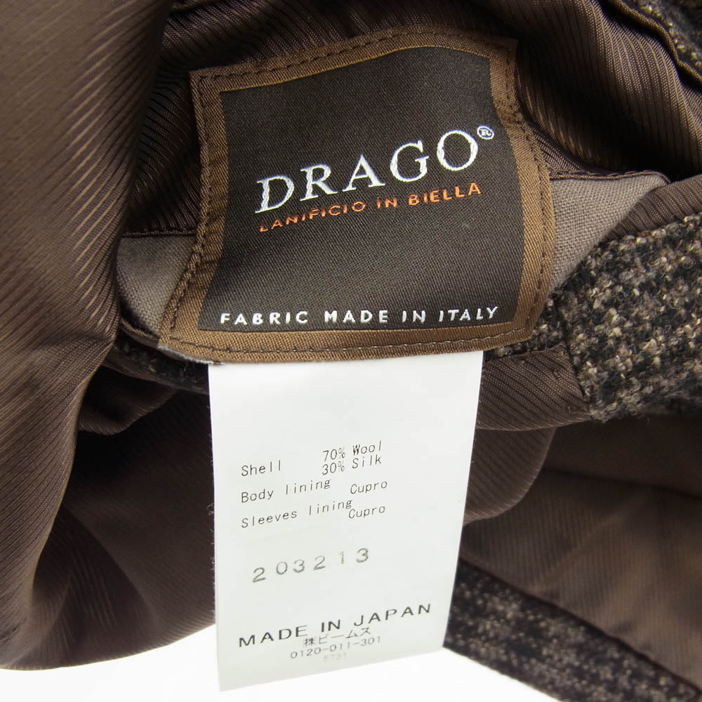BEAMS ビームス custom tailor カスタムテーラー 3B シングル チェック テーラード ジャケット ブラウン系【中古】