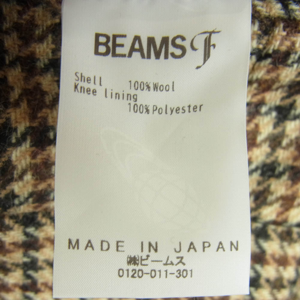 BEAMS ビームス F ビームスエフ ガンクラブチェック ウール スラックス パンツ 日本製 ブラウン系 50【中古】