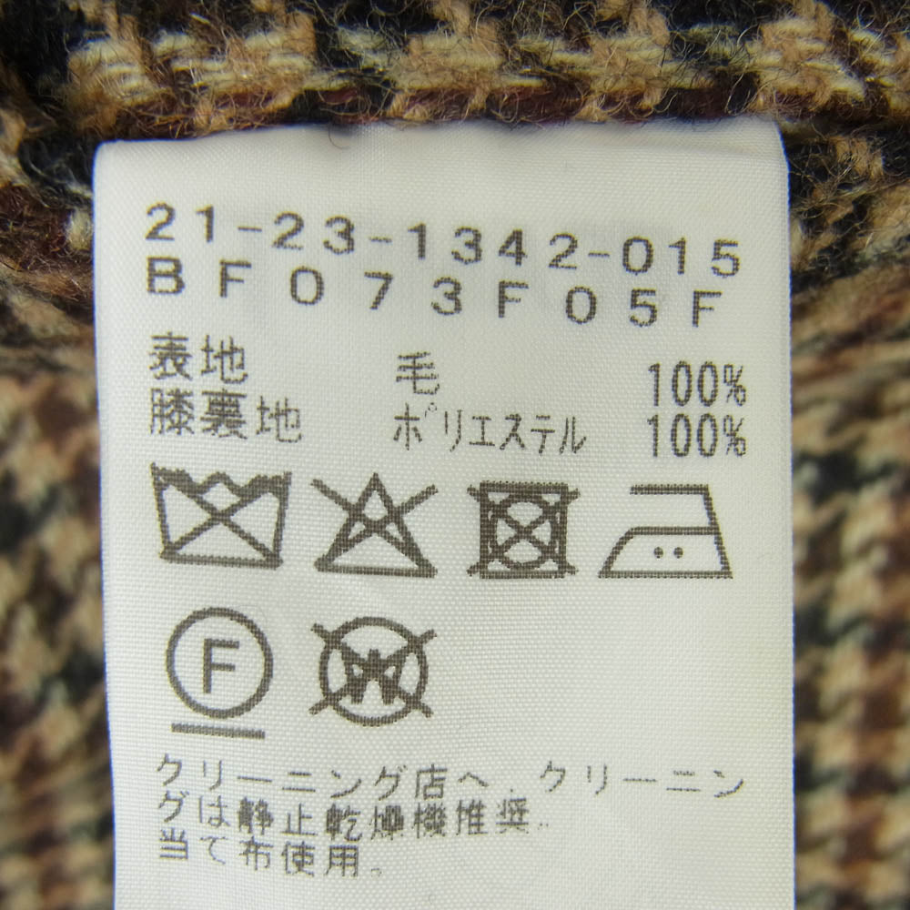 BEAMS ビームス F ビームスエフ ガンクラブチェック ウール スラックス パンツ 日本製 ブラウン系 50【中古】
