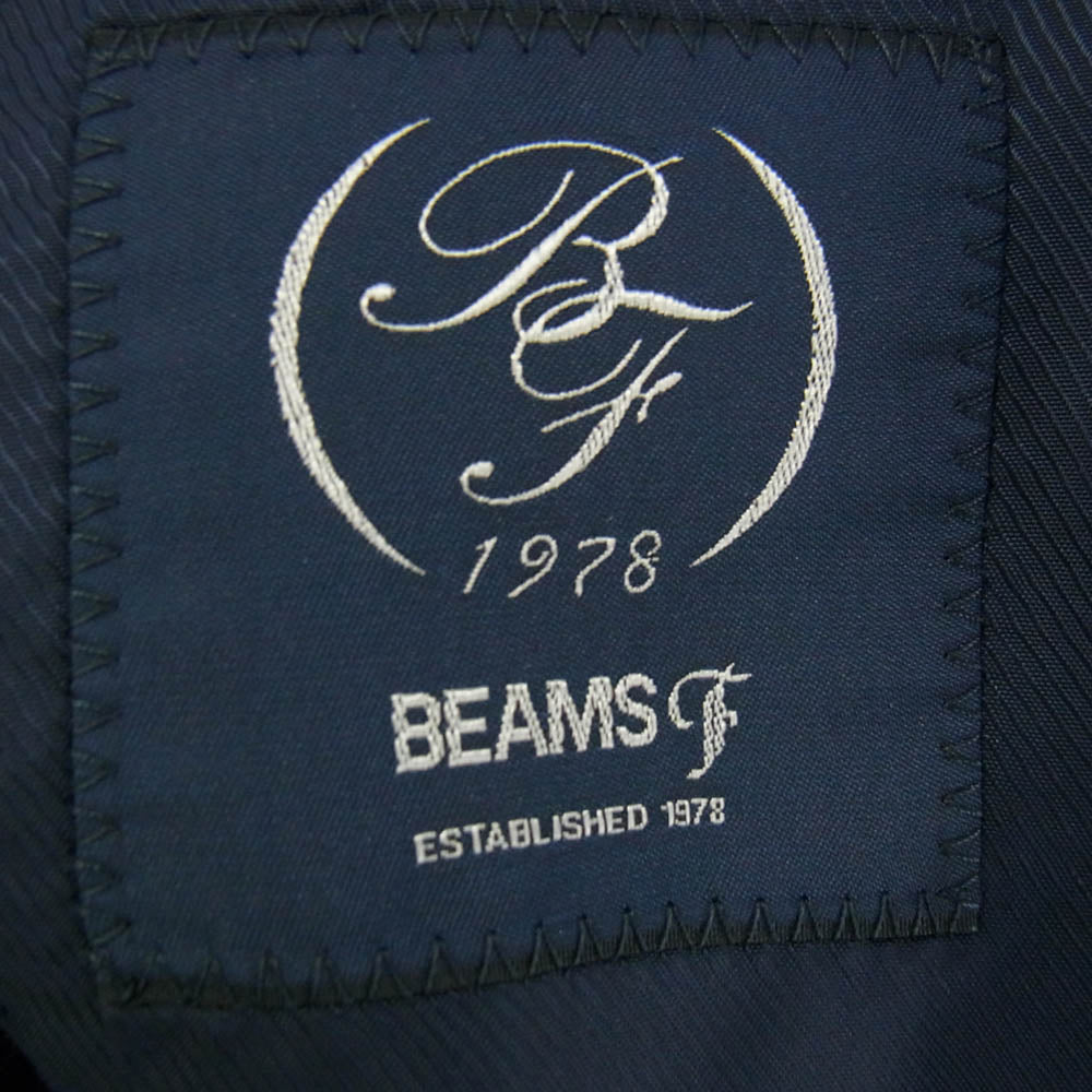 BEAMS ビームス 21-17-0822-731 F ビームスエフ ウール ストライプ スーツ ジャケット スラックス パンツ セットアップ ネイビー系 48【中古】