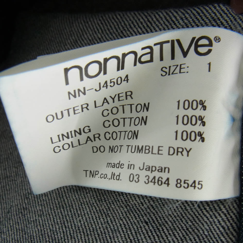 nonnative ノンネイティブ 24AW NN-J4504 WORKER JACKET COTTON 10oz DENIM RW 襟コーデュロイ カバーオール デニム ジャケット インディゴブルー系 ブラウン系 1【極上美品】【中古】