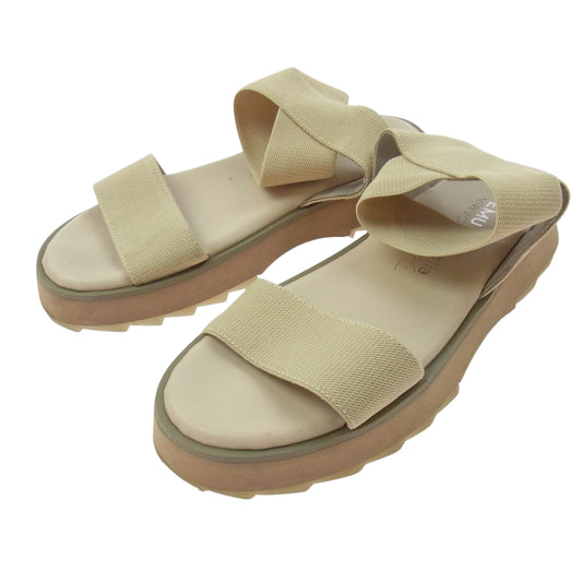 エミュー アンクル ストラップ サンダル ホワイト系 オフホワイト系 実寸24cm【中古】