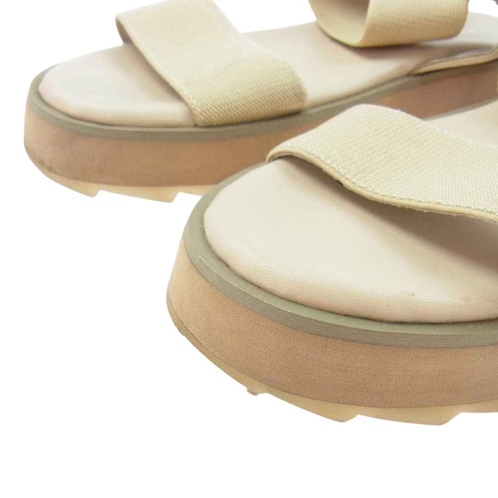 エミュー アンクル ストラップ サンダル ホワイト系 オフホワイト系 実寸24cm【中古】