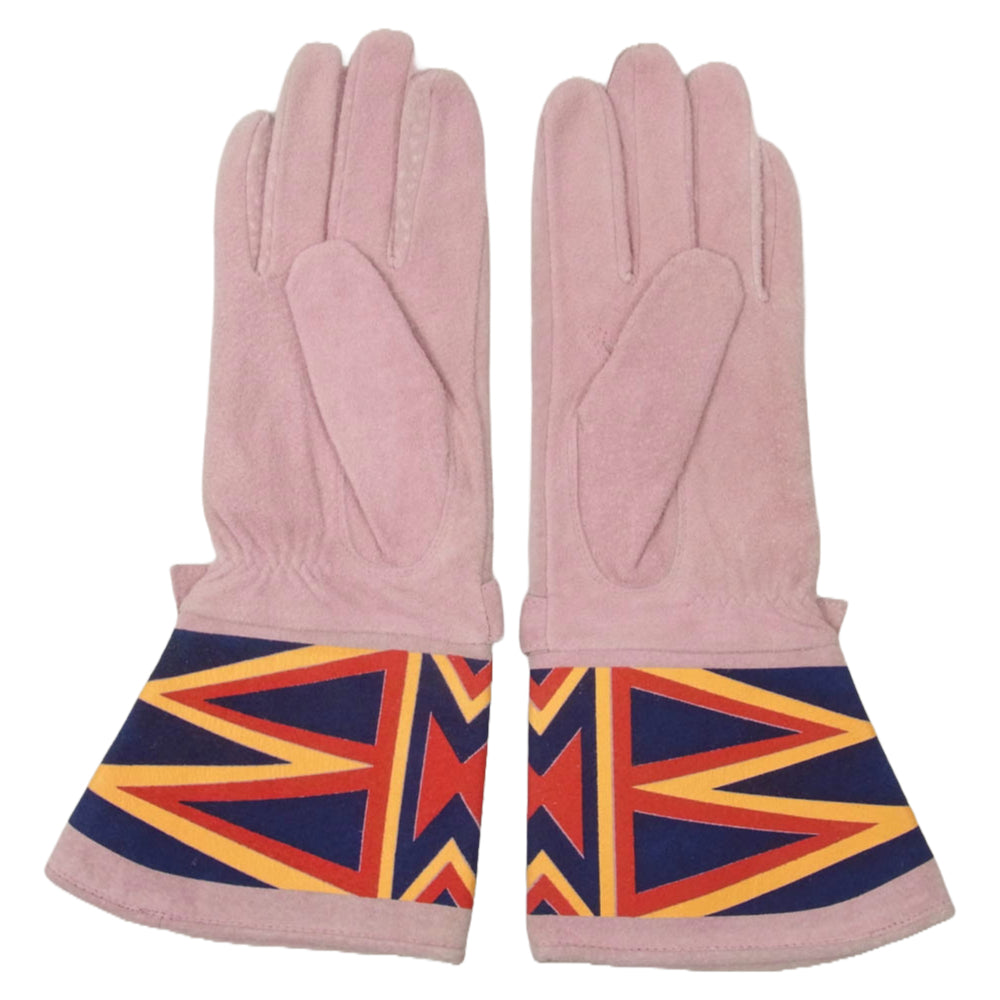 Vivienne Westwood ヴィヴィアンウエストウッド クロスプリント レザー グローブ ピンク系 ピンク系【中古】
