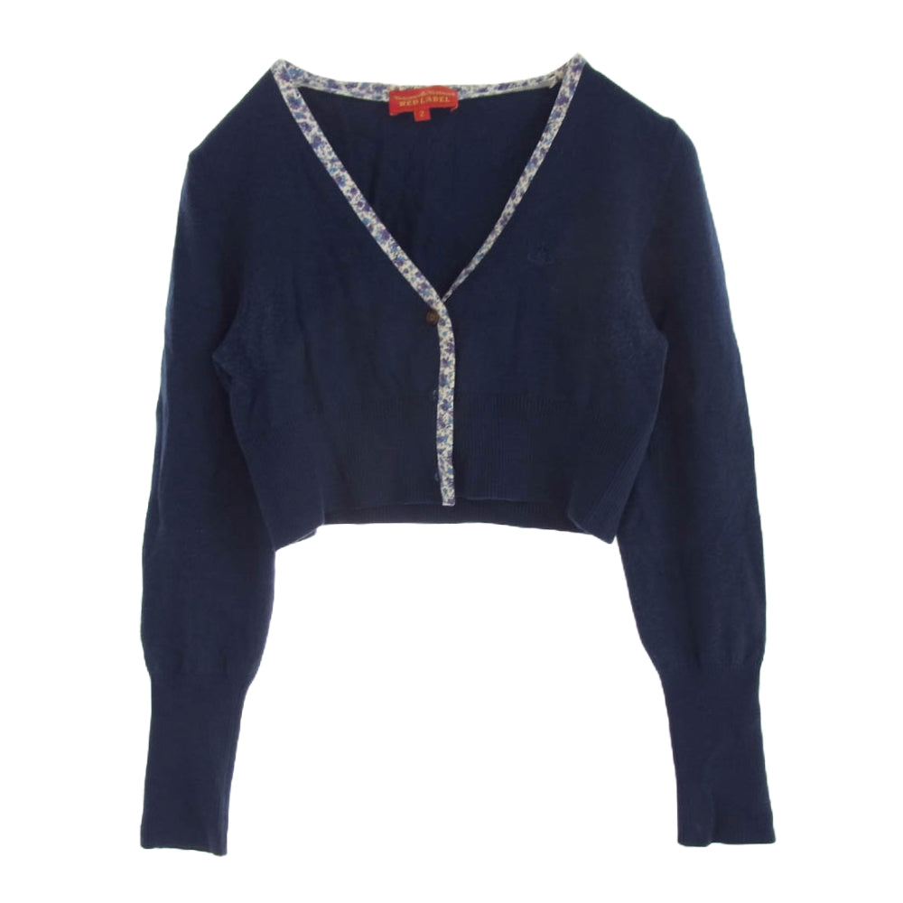 Vivienne Westwood ヴィヴィアンウエストウッド 357-01-13012 RED LABEL レッド レーベル オーブ刺繍  ニット フラワープリント切替し カーディガン ネイビー系 2 ネイビー系 2【中古】