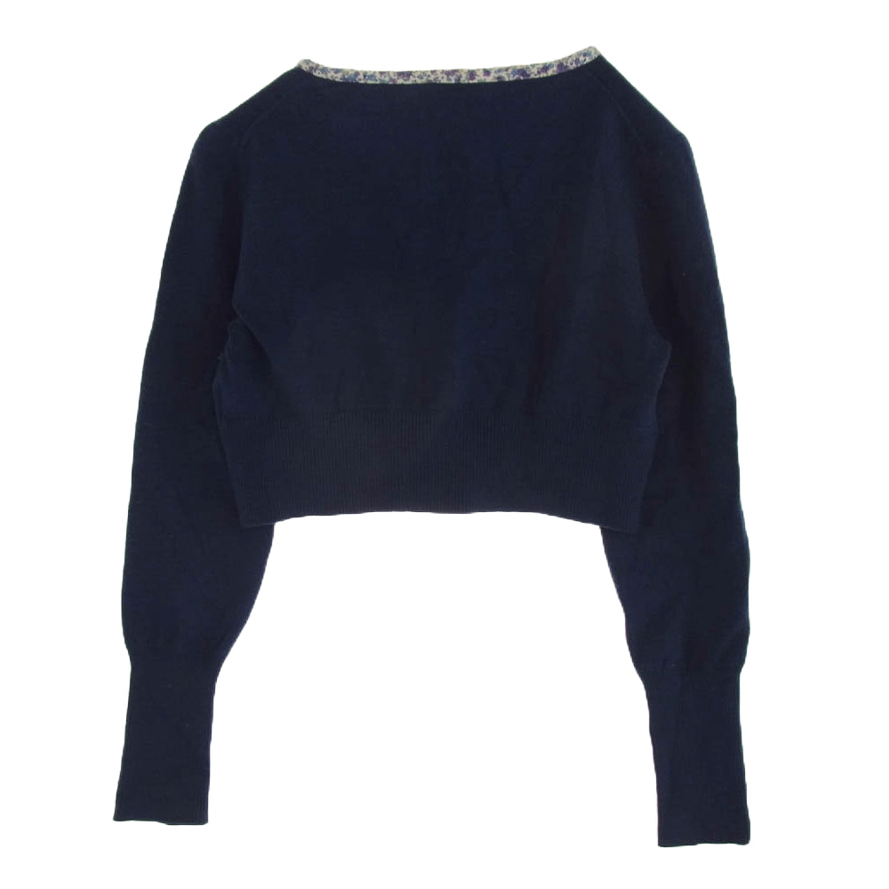 Vivienne Westwood ヴィヴィアンウエストウッド 357-01-13012 RED LABEL レッド レーベル オーブ刺繍  ニット フラワープリント切替し カーディガン ネイビー系 2 ネイビー系 2【中古】