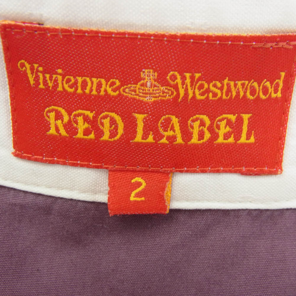 Vivienne Westwood ヴィヴィアンウエストウッド 357-01-85012 RED LABEL レッド レーベル オーブ刺繍 丸襟 長袖 変形 ブラウス シャツ パープル系 2 パープル系 2【中古】