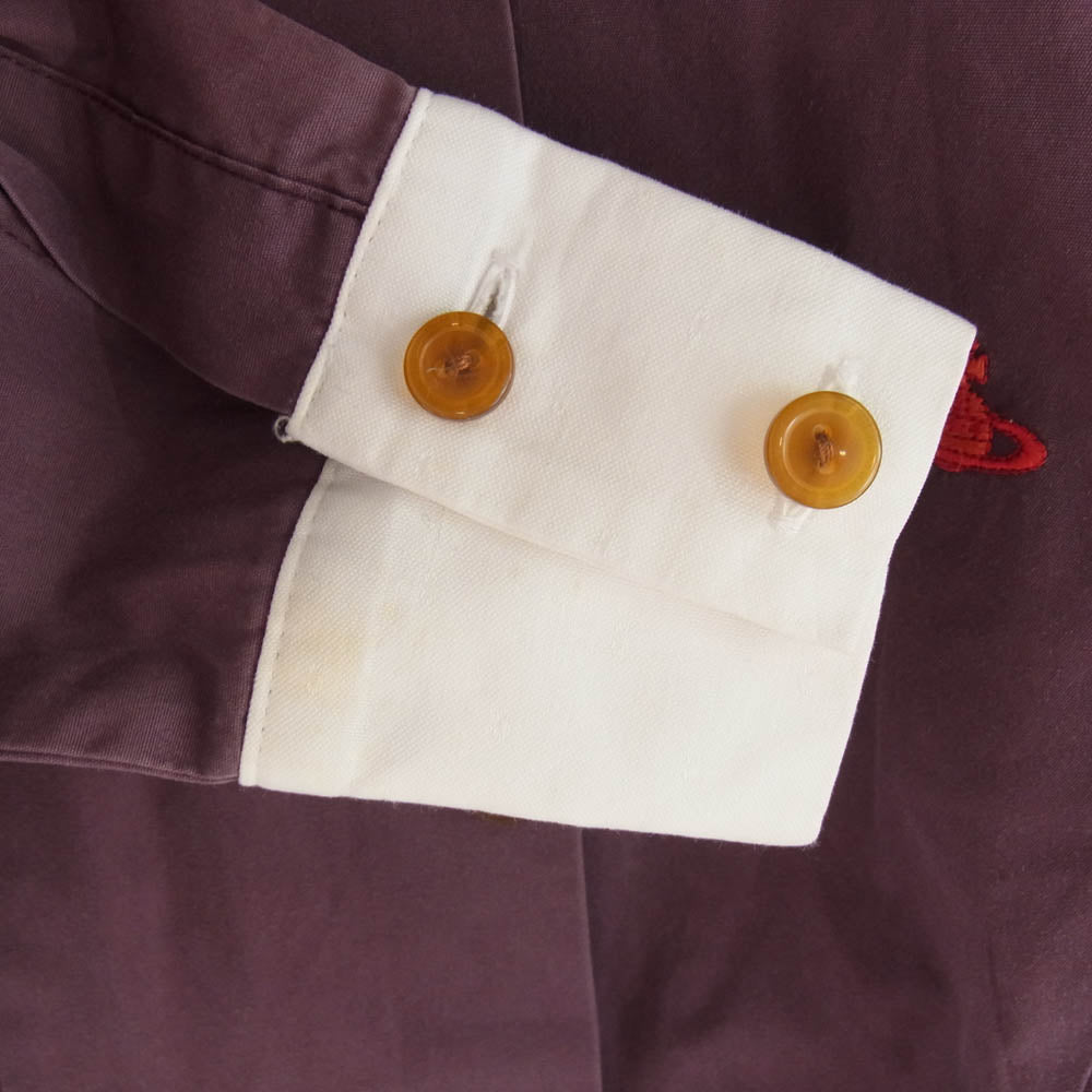 Vivienne Westwood ヴィヴィアンウエストウッド 357-01-85012 RED LABEL レッド レーベル オーブ刺繍 丸襟 長袖 変形 ブラウス シャツ パープル系 2 パープル系 2【中古】