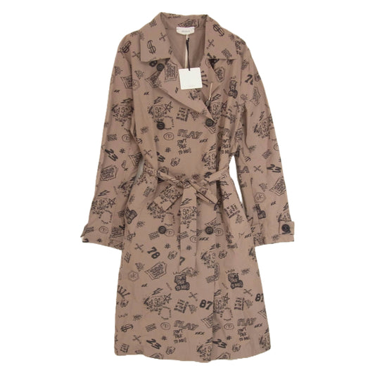 ヴィコロ イタリア製 グラフティー 総柄 ナイロン ロング コート ブラウン系 S【中古】