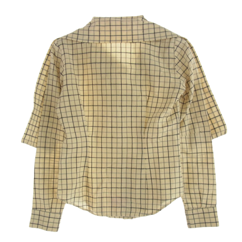 Vivienne Westwood ヴィヴィアンウエストウッド 357-01-85017 RED LABEL レッド レーベル ボウタイ リボン ウール混 チェック 長袖 変形 ブラウス シャツ 1 ベージュ系 2【中古】