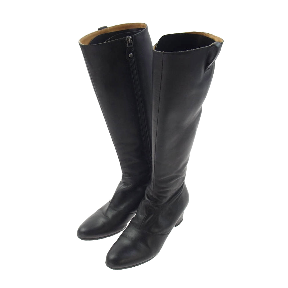 Salvatore Ferragamo サルヴァトーレフェラガモ PG1657 サイドジップ ロング ブーツ ブラック系 6.5【中古】