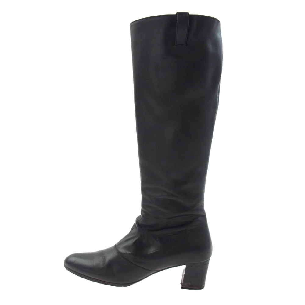 Salvatore Ferragamo サルヴァトーレフェラガモ PG1657 サイドジップ ロング ブーツ ブラック系 6.5【中古】