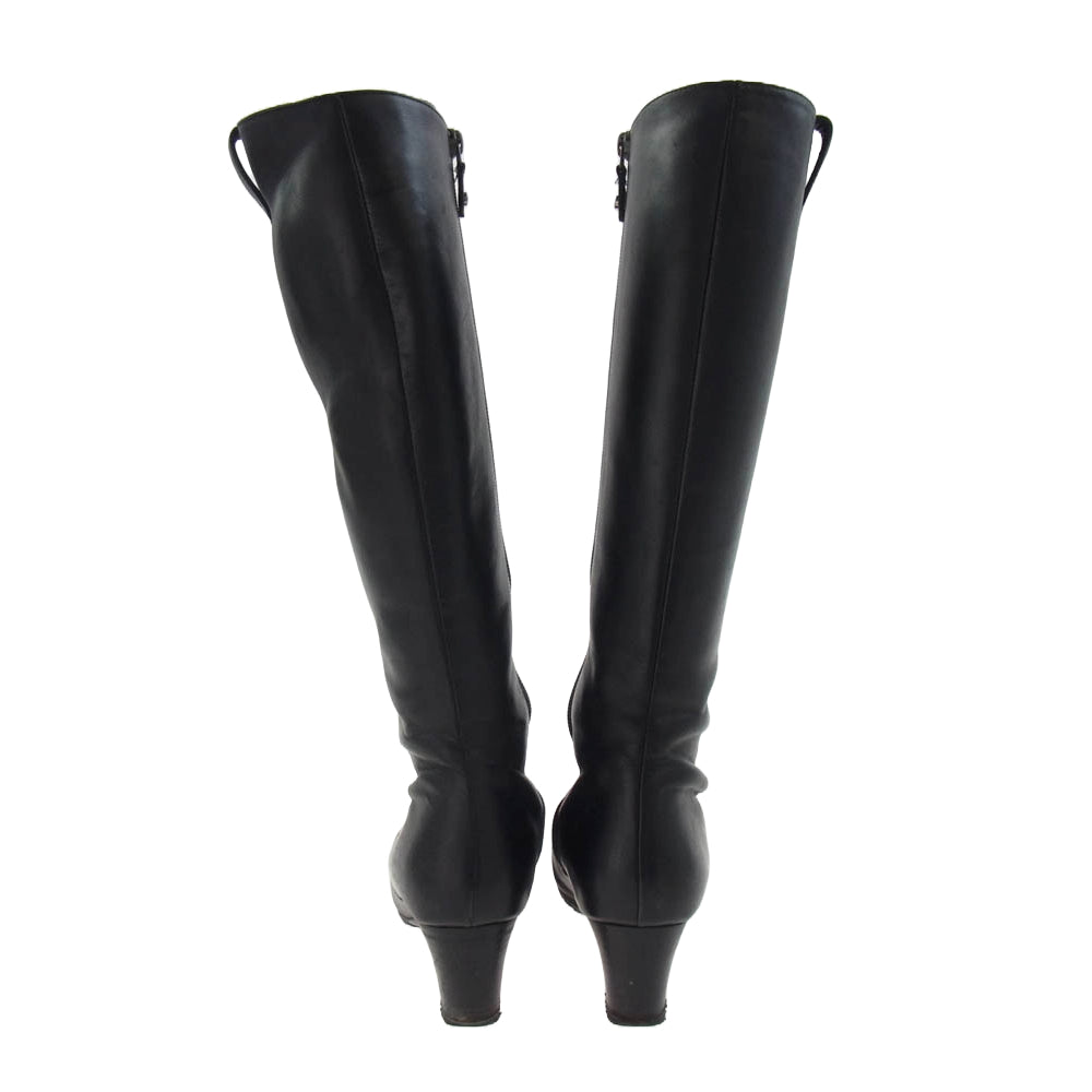 Salvatore Ferragamo サルヴァトーレフェラガモ PG1657 サイドジップ ロング ブーツ ブラック系 6.5【中古】