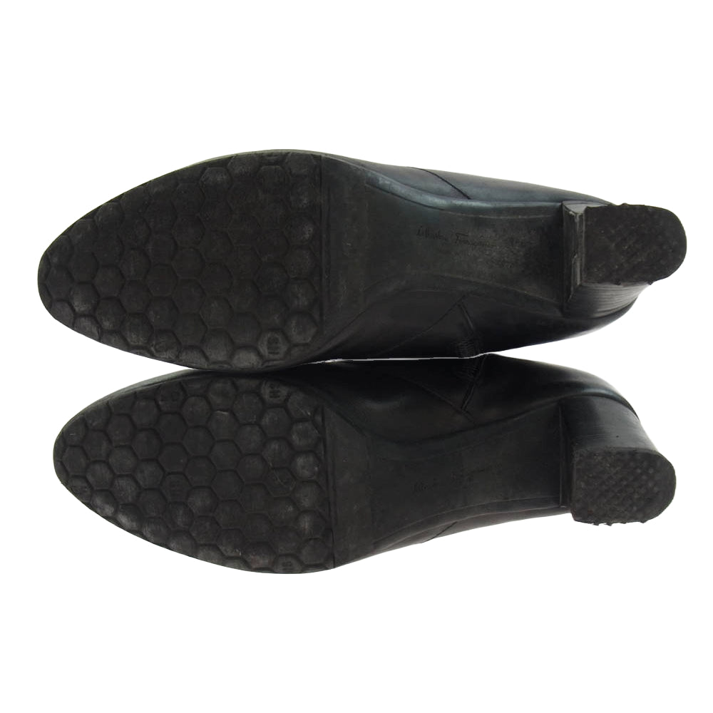 Salvatore Ferragamo サルヴァトーレフェラガモ PG1657 サイドジップ ロング ブーツ ブラック系 6.5【中古】