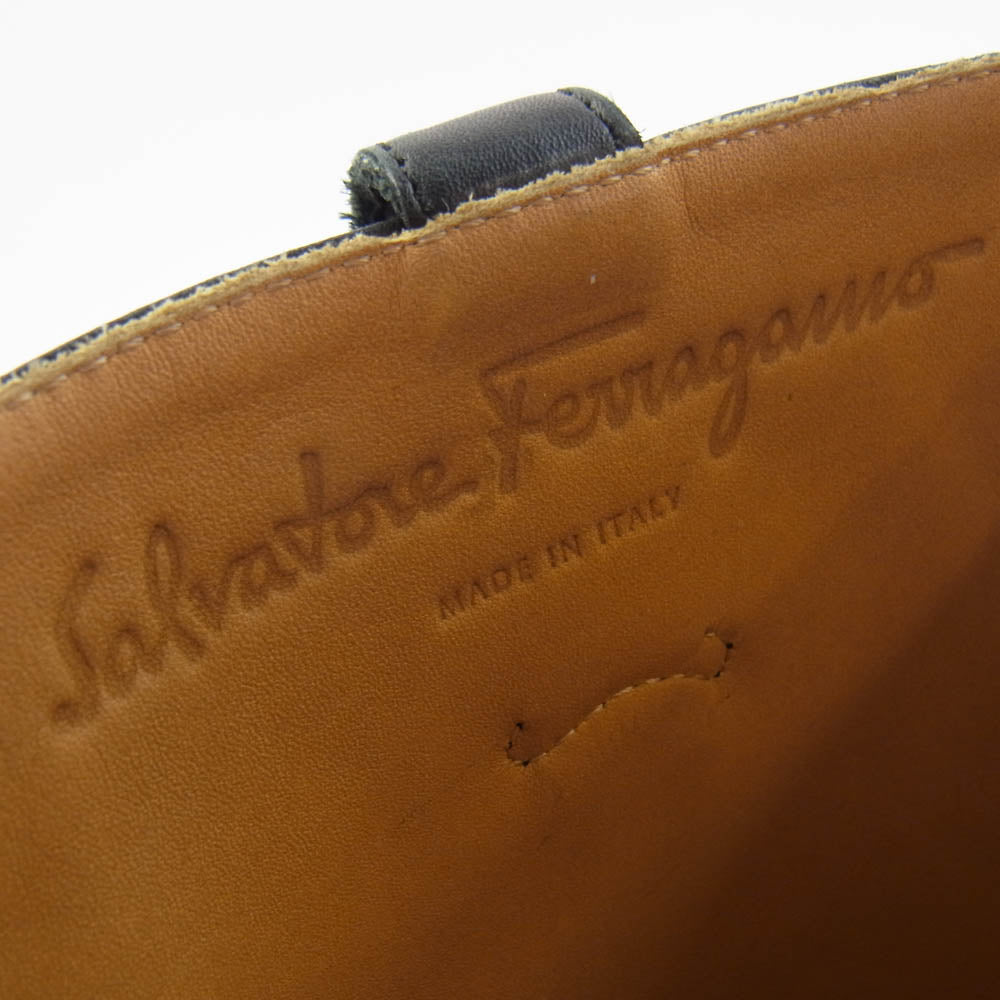 Salvatore Ferragamo サルヴァトーレフェラガモ PG1657 サイドジップ ロング ブーツ ブラック系 6.5【中古】