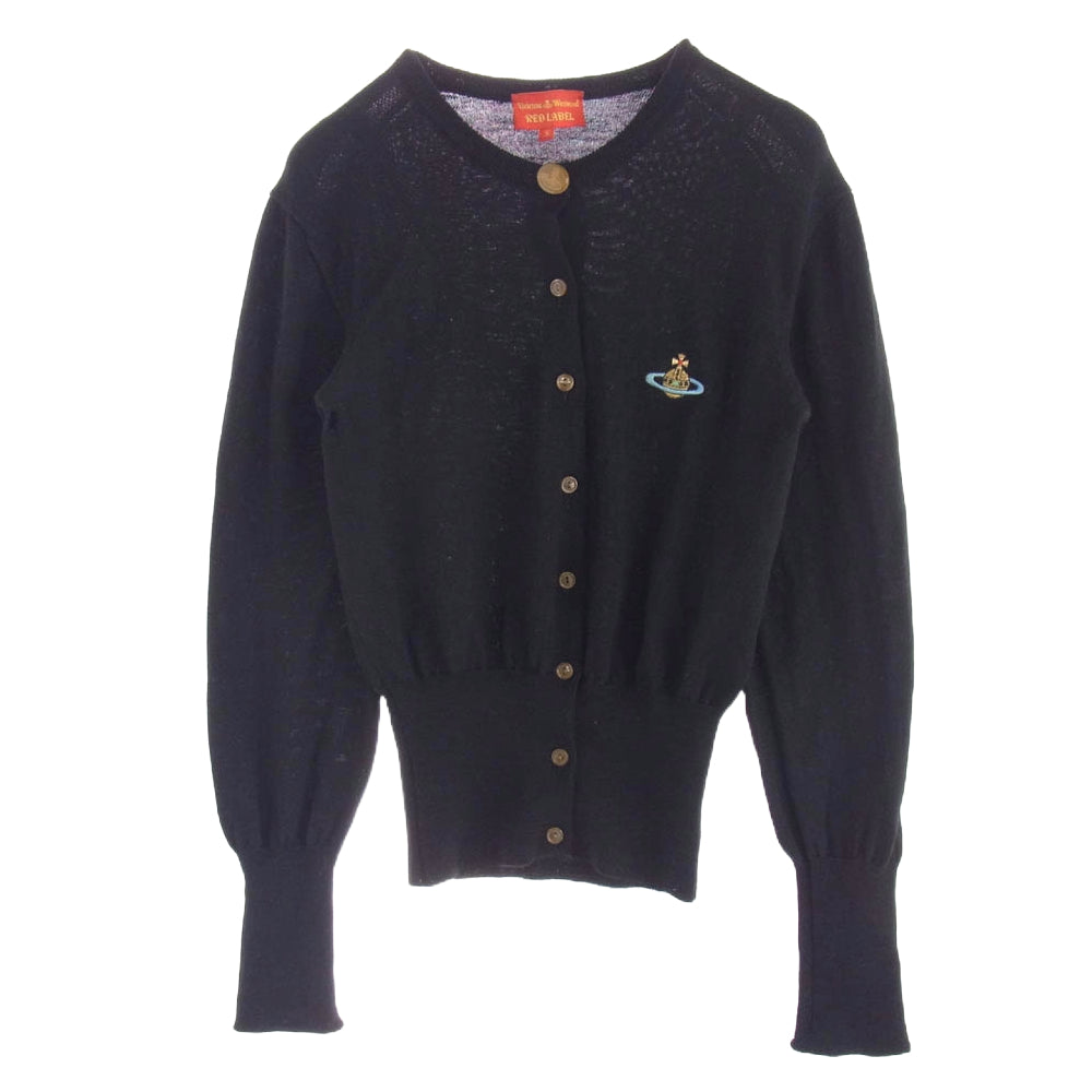 Vivienne Westwood ヴィヴィアンウエストウッド 356-01-15001 RED LABEL レッド レーベル オーブ刺繍 オーブ刻印ボタン ニット カーディガン ブラック系 S ブラック系 S【中古】