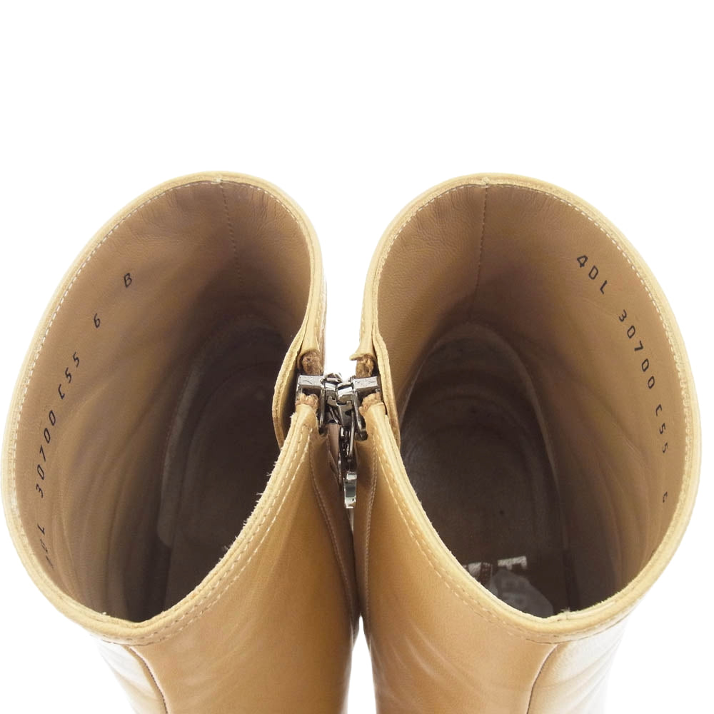 Salvatore Ferragamo サルヴァトーレフェラガモ BUENA ガンチーニ  サイドジップ ヒールブーツ ベージュ系 6【中古】