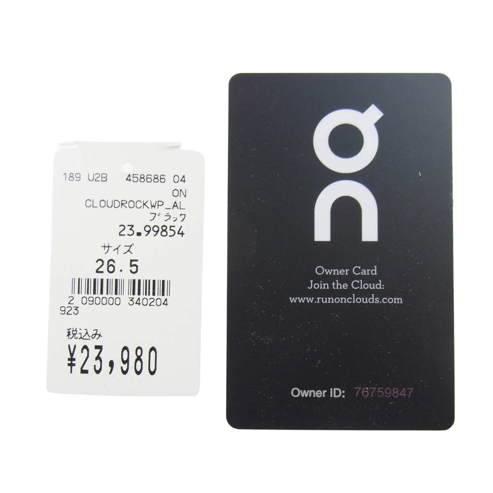 ON オン 23.99854 Cloudrock Waterproof クラウドロック ウォータープルーフ ブーツ ブラック系 US M8.5【中古】