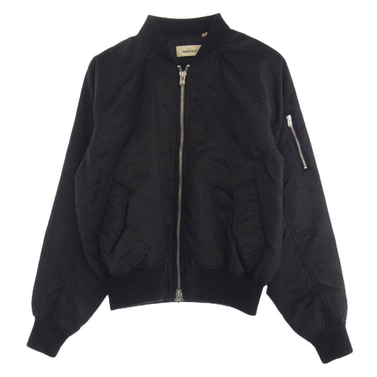 FEAR OF GOD フィアオブゴッド Essentials エッセンシャルズ バックロゴ プリント MA-1 ブルゾン ブラック系 S【中古】