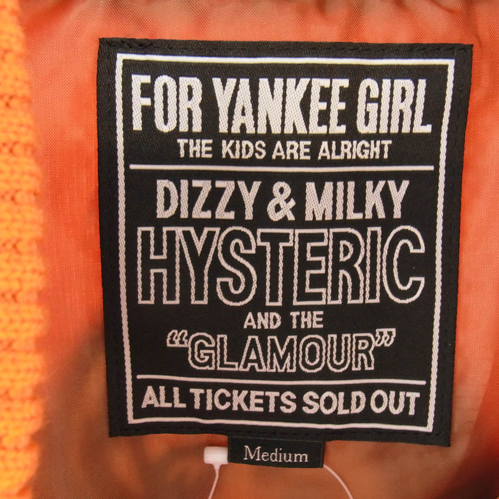 HYSTERIC GLAMOUR ヒステリックグラマー 02243ab10340 TURN THE MUSIC UP 刺繍 スタジャン スタジアム ジャケット ブルゾン オレンジ系 M【極上美品】【中古】