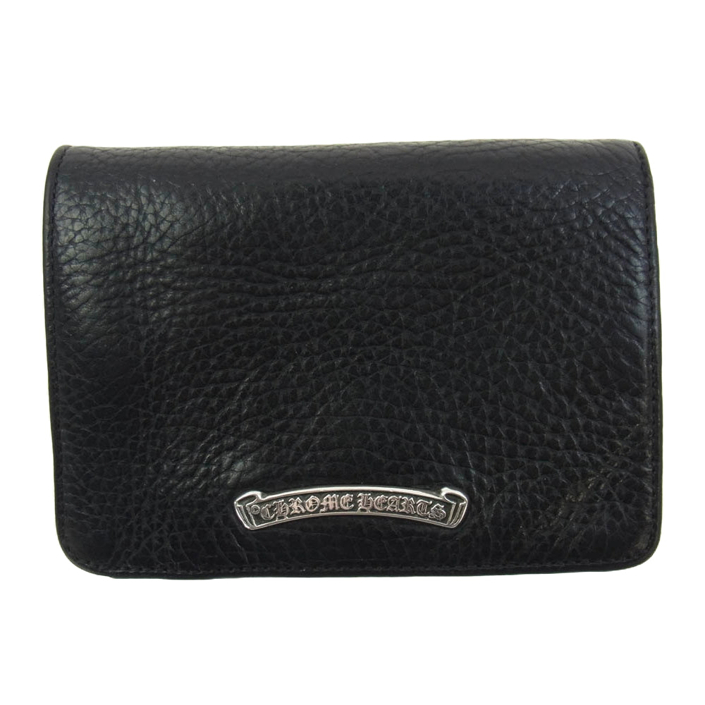 CHROME HEARTS クロムハーツ（原本有） JOEY SCRLL LBL HVY WT ジョーイ スクロール ヘビーレザー コンパクト ウォレット ブラック系【中古】