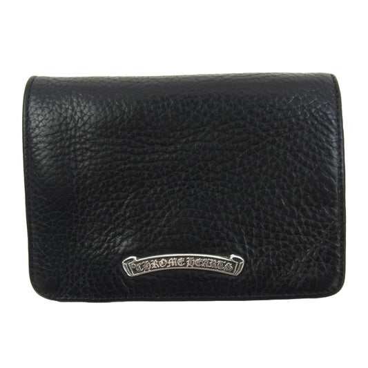 CHROME HEARTS クロムハーツ（原本有） JOEY SCRLL LBL HVY WT ジョーイ スクロール ヘビーレザー コンパクト ウォレット ブラック系【中古】