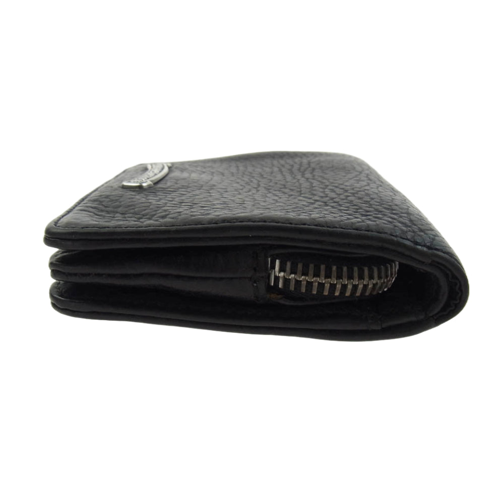 CHROME HEARTS クロムハーツ（原本有） JOEY SCRLL LBL HVY WT ジョーイ スクロール ヘビーレザー コンパクト ウォレット ブラック系【中古】