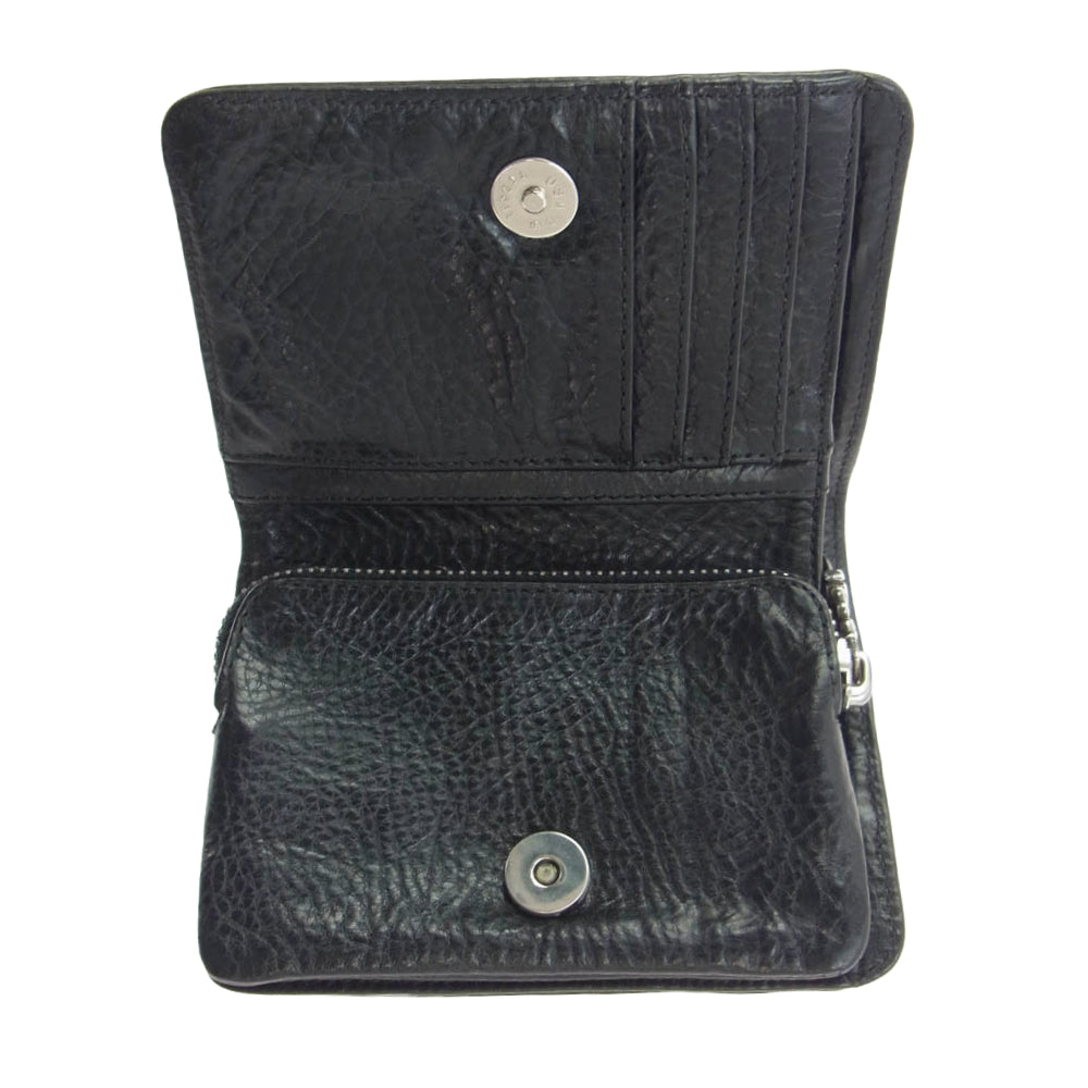 CHROME HEARTS クロムハーツ（原本有） JOEY SCRLL LBL HVY WT ジョーイ スクロール ヘビーレザー コンパクト ウォレット ブラック系【中古】