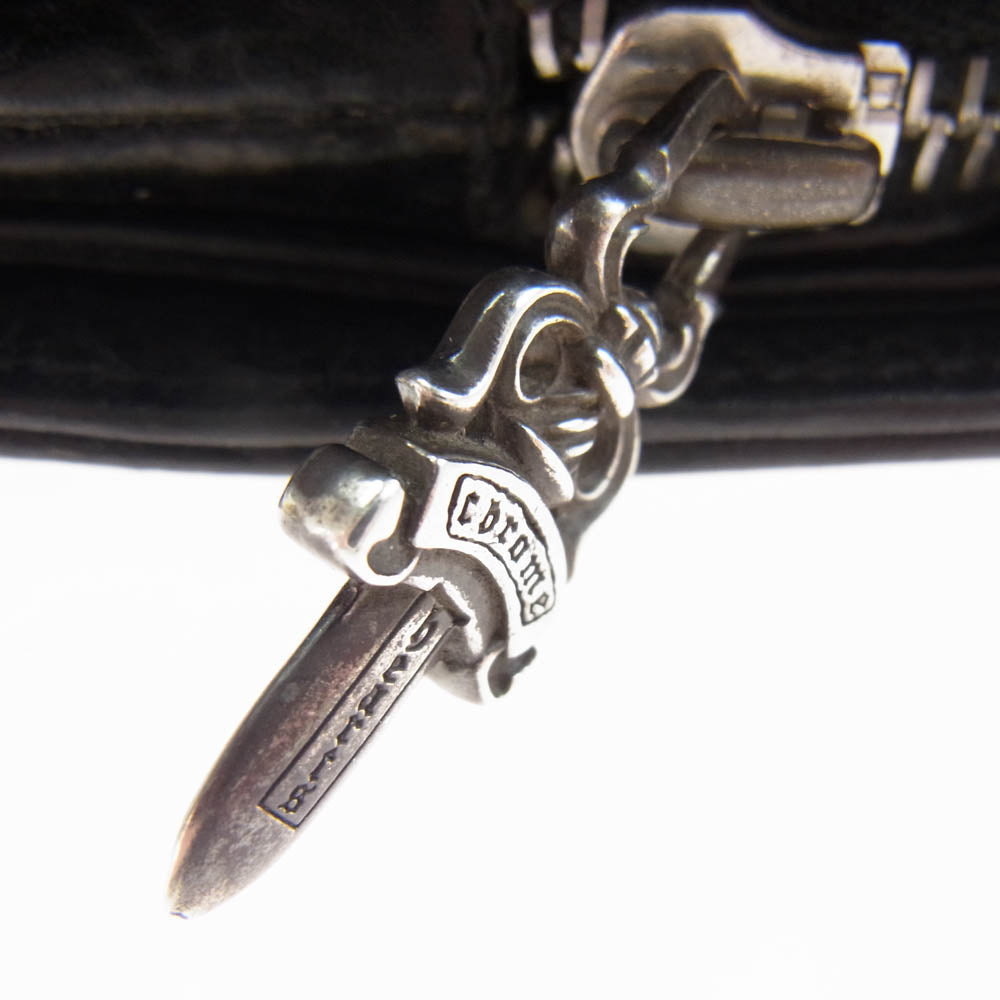 CHROME HEARTS クロムハーツ（原本有） JOEY SCRLL LBL HVY WT ジョーイ スクロール ヘビーレザー コンパクト ウォレット ブラック系【中古】