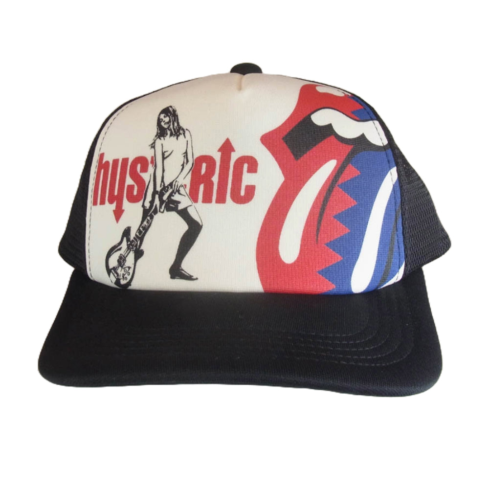 HYSTERIC GLAMOUR ヒステリックグラマー 24AW 02243QH09 THE ROLLING STONES HYS&STEEL WHEELS  ローリングストーンズ メッシュ キャップ 帽子 ブラック系 F【新古品】【未使用】【中古】
