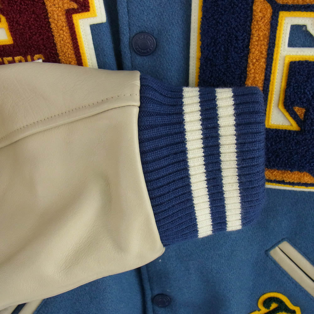 HYSTERIC GLAMOUR ヒステリックグラマー 02243AB10 TURN THE MUSIC UP刺繍 スタジャン ジャケット ライトブルー系 L【美品】【中古】