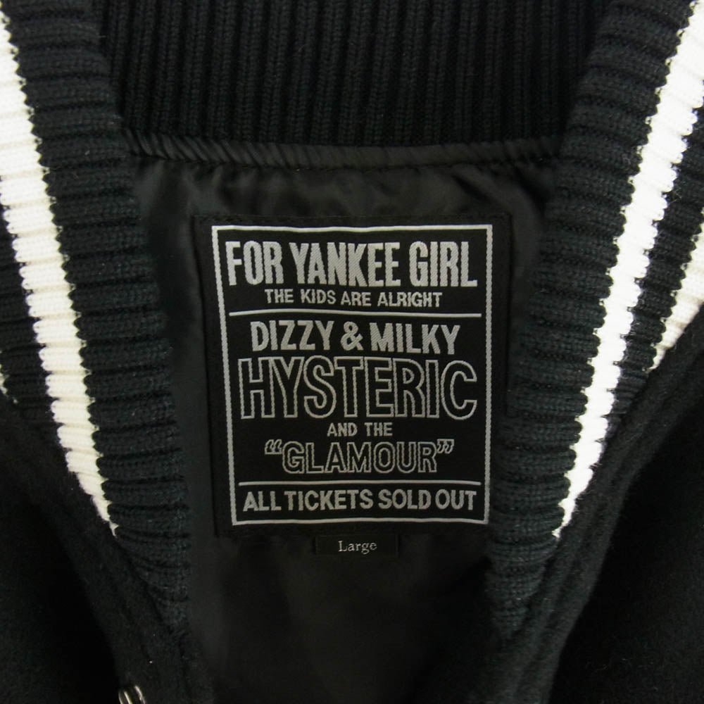 HYSTERIC GLAMOUR ヒステリックグラマー 24AW 02243AB19 THE ROLLING STONES/HYS LOVES 1975 US TOUR 刺繍 スタジャン ジャケット ブラック系 L【美品】【中古】