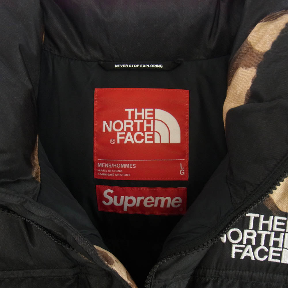 Supreme シュプリーム 21AW Bleached Denim Print Nuptse Jacket ブリーチ デニム ヌプシジャケット マルチカラー系 L【中古】