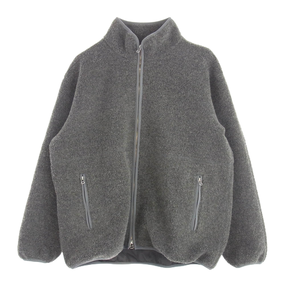 アンライクリー Bear Stand Jacket ウール ボア パイル スタンドカラー ジャケット ブルゾン グレー系 S【中古】
