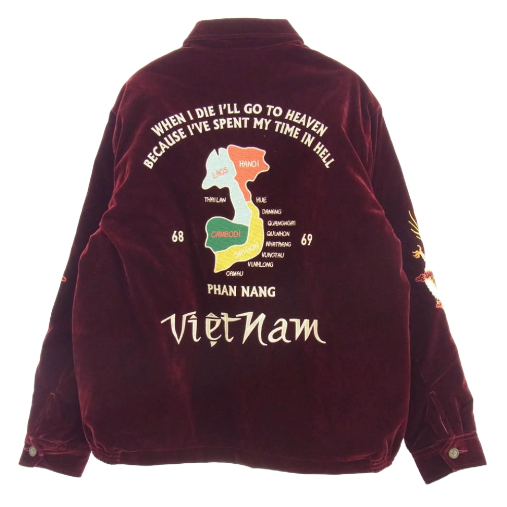 HOUSTON ヒューストン 51382 Velveteen Vietnam Jakcket ベルベット ベトナム ジャケット ベトジャン ワインレッド系 XL【極上美品】【中古】