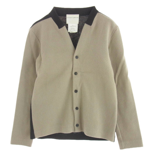 STEPHAN SCHNEIDER ステファンシュナイダー ベルギー製 カシミヤ混ウール 切替 カーディガン ベージュ系 ダークブラウン系【中古】