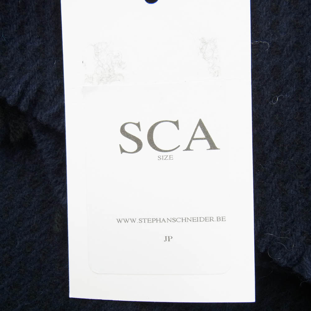 STEPHAN SCHNEIDER ステファンシュナイダー STYLE：52 ウール100％ リバーシブル ニット マフラー 大判 ストール ブラック系 ネイビー系【中古】
